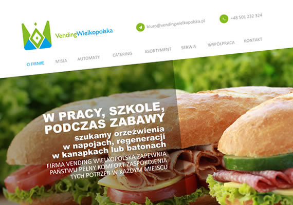Projekt i wykonanie strony.<br>
www.emka-design.pl/vending