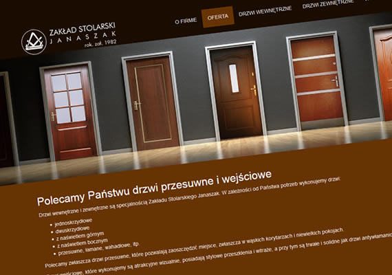 Projekt i wykonanie strony.<br>
www.drzwi-janaszak.pl